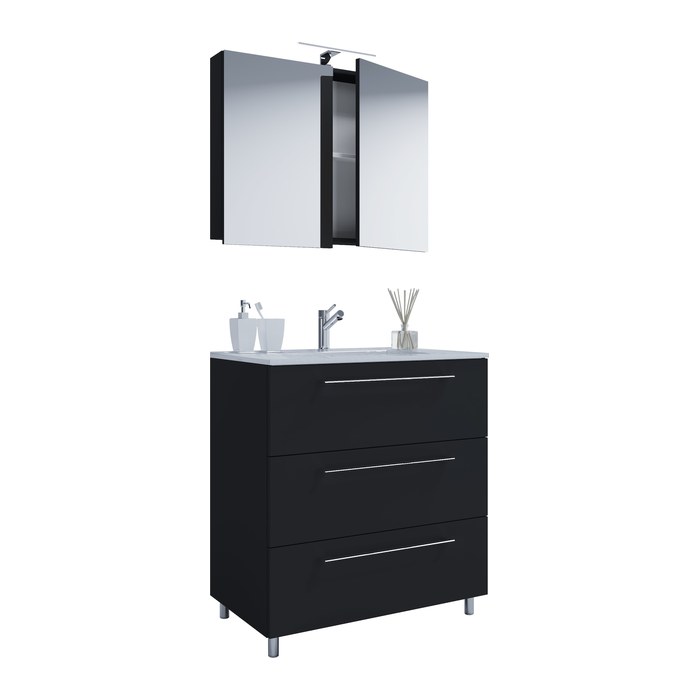 VCM my bath Badmöbel-Set 3-teilig Schubo 914358 schwarz 80,0 x 46,0 x 86,0 cm