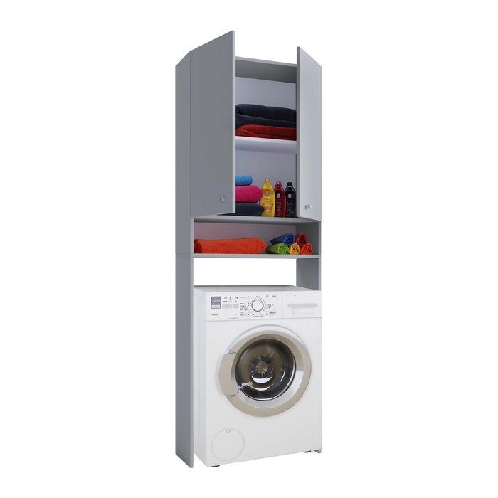 VCM my bath Waschmaschinenschrank Lona, 913863 grau 1 Fachboden 64,0 x 27,0 x 182,0 cm
