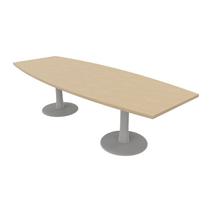 Quadrifoglio Konferenztisch Idea+ eiche Tonnenform, Säulenfuß silber, 280,0 x 80,0 - 110,0 x 74,0 cm
