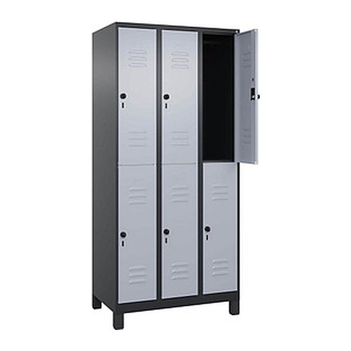 CP Spind Classic Plus schwarzgrau, weißaluminium 080310-30 S10147, 6 Schließfächer 90,0 x 50,0 x 195,0 cm