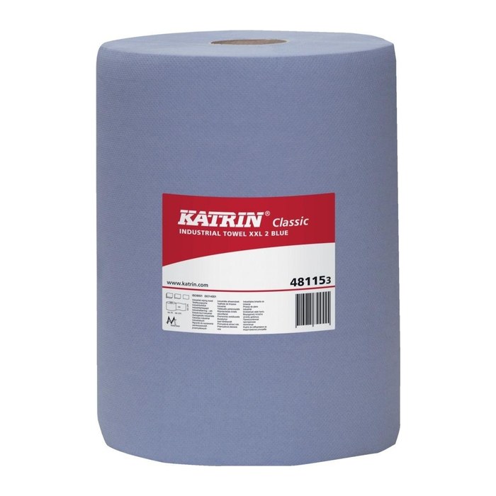 KATRIN Putztuchrollen XXL 2 500 Blue 2-lagig blau, 500 Blätter, 2 Rollen