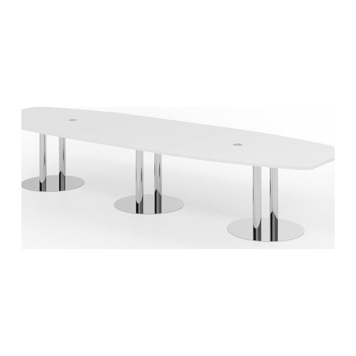 HAMMERBACHER Konferenztisch KT40S weiß Tonnenform, Rundrohr chrom, 400,0 x 85,0 - 130,0 x 74,0 cm