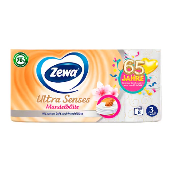 Zewa Toilettenpapier Ultra Senses 4-lagig, 8 Rollen
