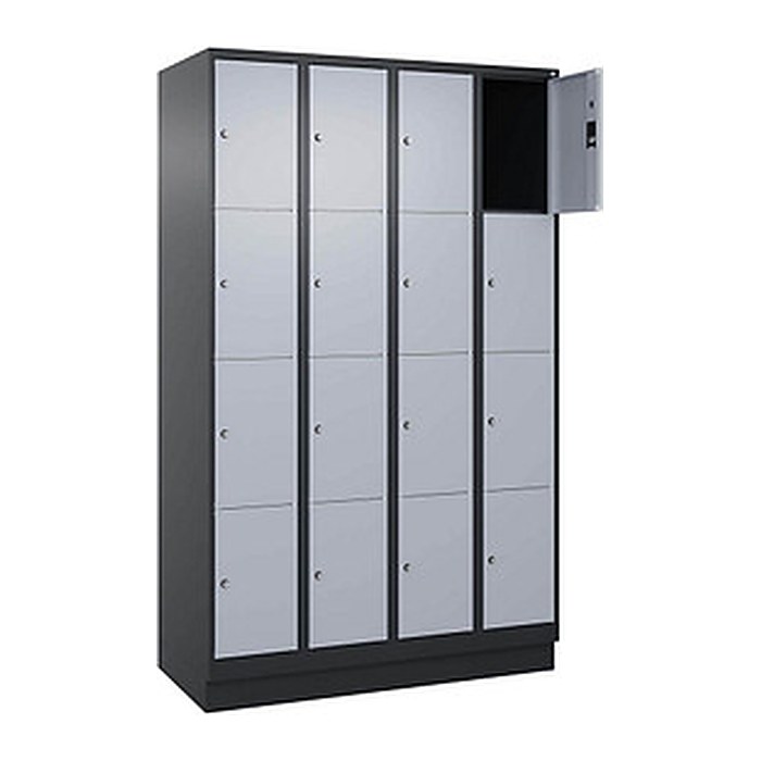CP Schließfachschrank Classic PLUS schwarzgrau, weißaluminium 080020-404 S10037, 16 Schließfächer 120,0 x 50,0 x 185,0 cm