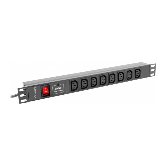 LANBERG 19" PDU-Steckdosenleiste 1U 8xIEC C13 C20 16A 2,0m s