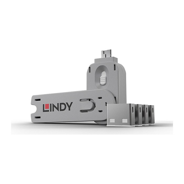 LINDY USB Typ A Portschlösser 4xWeiss mit Schlüssel