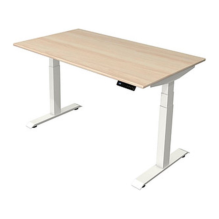 Kerkmann Move 4 elektrisch höhenverstellbarer Schreibtisch ahorn rechteckig, T-Fuß-Gestell weiß 140,0 x 80,0 cm
