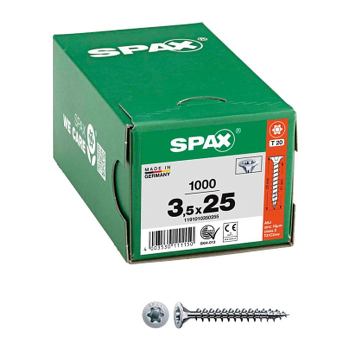 SPAX® Universalschrauben T20 Senkkopf WIROX 1191010350255 3,5 mm x 25 mm, 1.000 St.