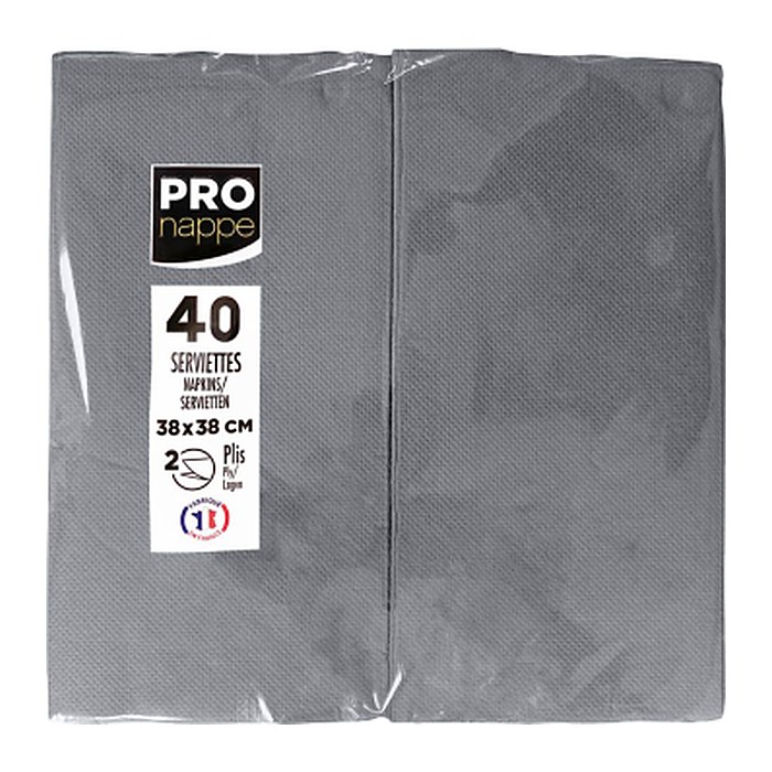 PROnappe Servietten grau 2-lagig 38,0 x 38,0 cm, 40 St.