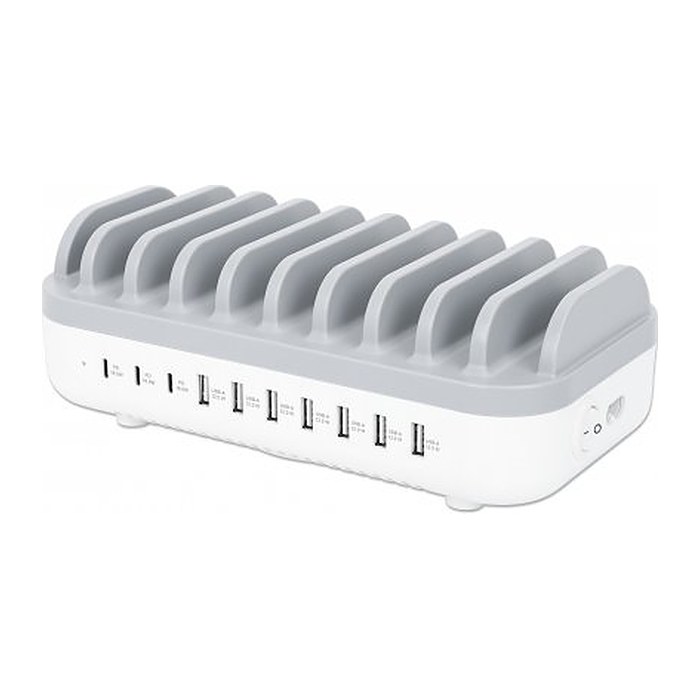 Manhattan 10-Port USB-Ladestation 120W weiß/grau