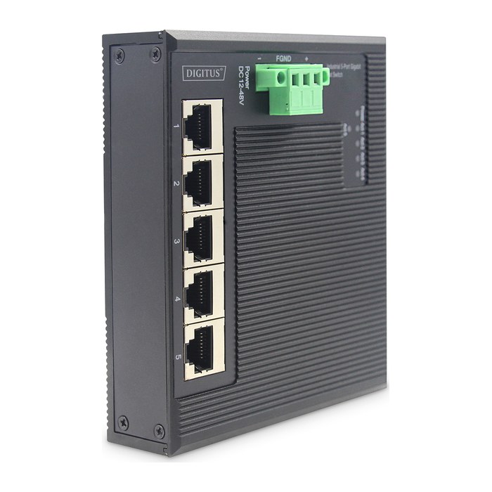 DIGITUS Switch Ind. 5-Port Gigabit Flat Unmanaged schwar