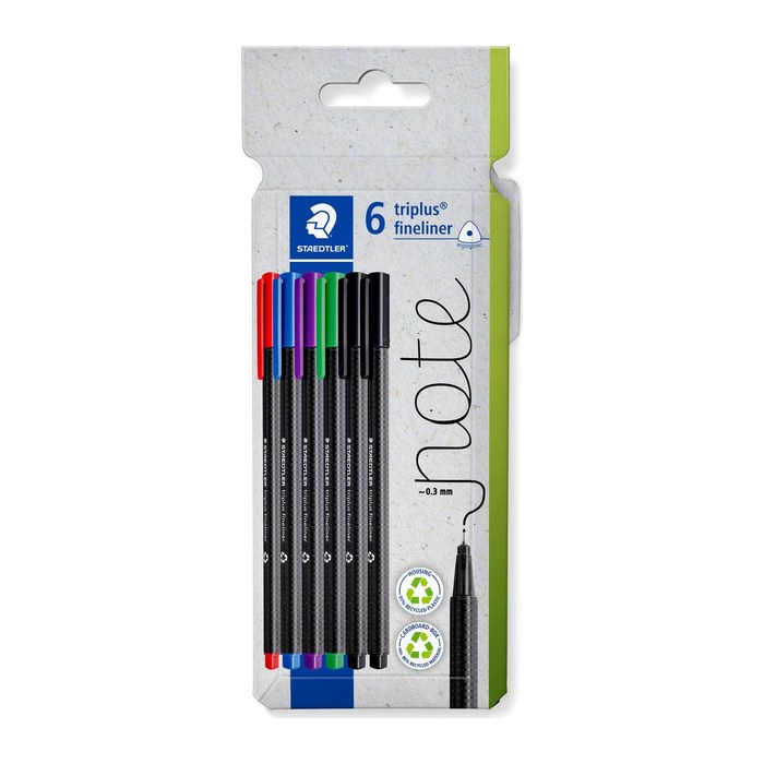 STAEDTLER triplus® Fineliner farbsortiert 0,3 mm, 6 St.