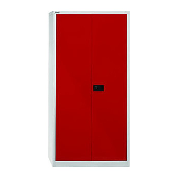 BISLEY Putzmittelschrank Universal  E782AAG506 lichtgrau, kardinalrot 4 Fachböden 91,4 x 40,0 x 195,0 cm, aufgebaut, 1 St.