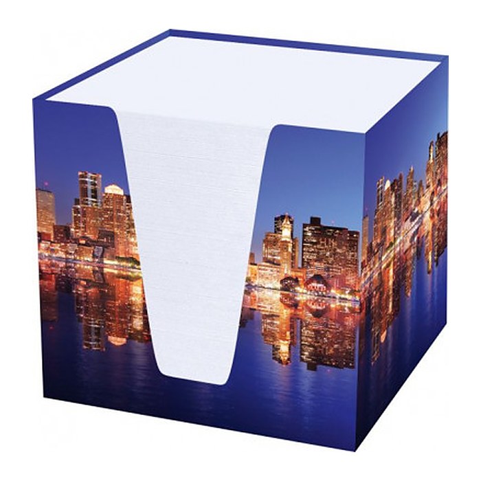 RNK-Verlag Zettelbox Skyline weiß inkl. ca. 900 Notizzettel weiß, 1 St.