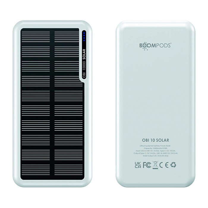 BOOMPODS OBI-SOLAR Solar-Powerbank 10.000 mAh weiß