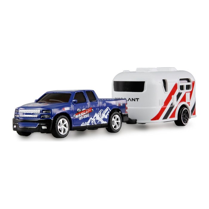 Amewi RC Pickup Die Cast mit Wohnwagen 1:64 RTR blau 6+