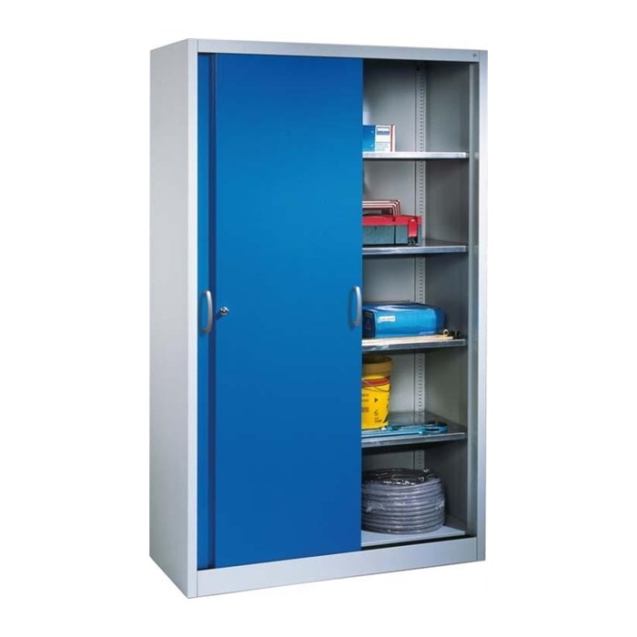 CP Stahlschrank 2159-00 S10097 lichtgrau, enzianblau 4 Fachböden 160,0 x 50,0 x 195,0 cm, aufgebaut, 1 St.