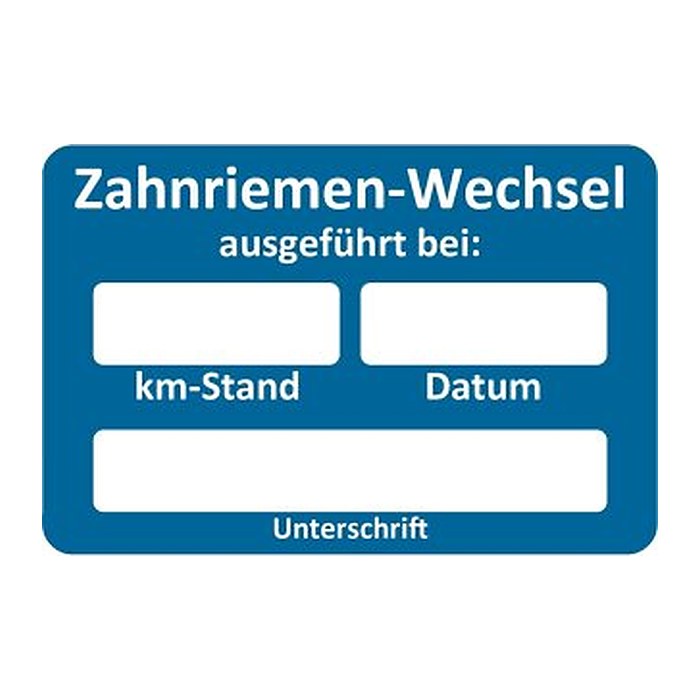 EICHNER Aufkleber Zahnriemen-Wechsel ausgeführt bei, blau/weiß 6,0 x 4,0 cm, 250 St.