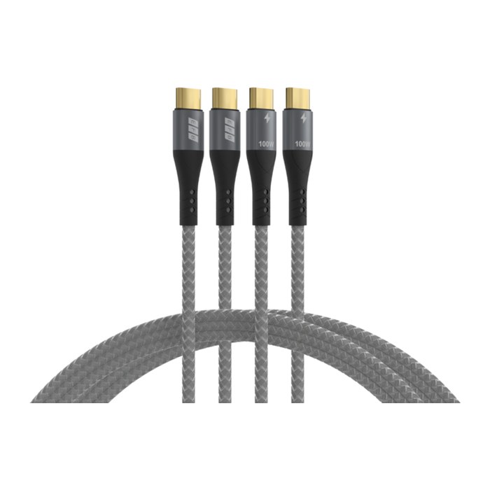 EFB USB-C Kabelset 100W PD 3.0 5A E-Marker Chip 2x2M grau