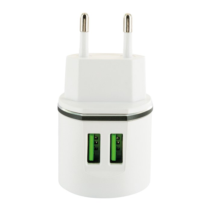 Schwaiger Ladegerät 230V 2x USB 2.0 A Weiß/Grün