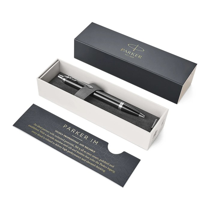 PARKER Kugelschreiber IM Black Lacquer schwarz hochglänzend, Schreibfarbe: blau, 1 St.