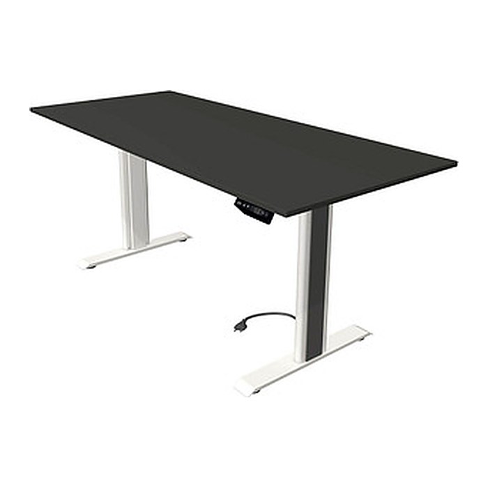 Kerkmann Move 1 advance elektrisch höhenverstellbarer Schreibtisch anthrazit rechteckig, T-Fuß-Gestell weiß 180,0 x 80,0 cm