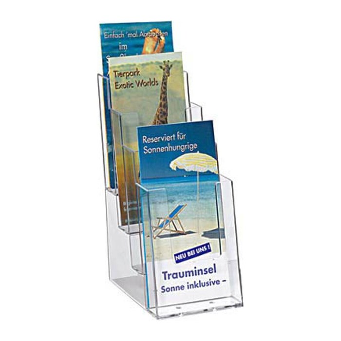 helit Tischprospekthalter transparent 1/3 DIN A4 4 Fächern 11,5 x 15,0 x 25,5 cm, 1 St.