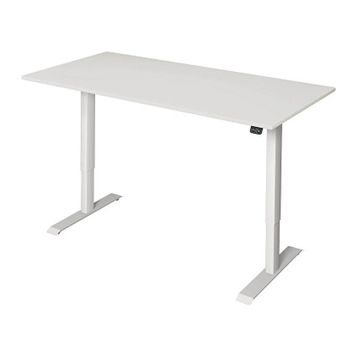 Kerkmann Move 1 elektrisch höhenverstellbarer Schreibtisch weiß rechteckig, T-Fuß-Gestell weiß 160,0 x 80,0 cm