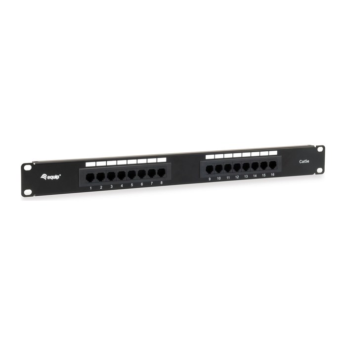 Equip 19" Patchpanel 16xRJ45 Cat5e UTP 1U 100MHz RAL9005