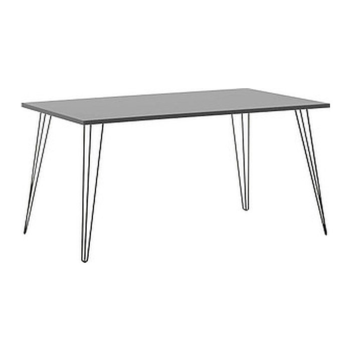 MÖBELPARTNER Fynn Schreibtisch platingrau rechteckig, 4-Fuß-Gestell schwarz 160,0 x 80,0 cm