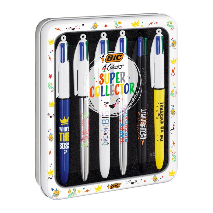 BIC 4-Farben-Kugelschreiber 4 Colours bunt, Schreibfarbe: blau, rot, grün, schwarz, 6 St.