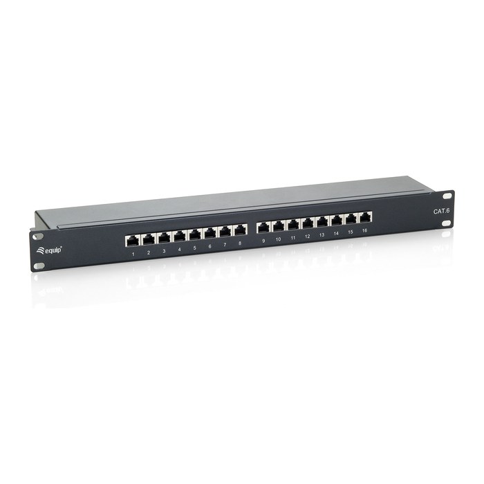 Equip 19" Patchpanel 16xRJ45 Cat6 FTP 1U 250MHz RAL9005