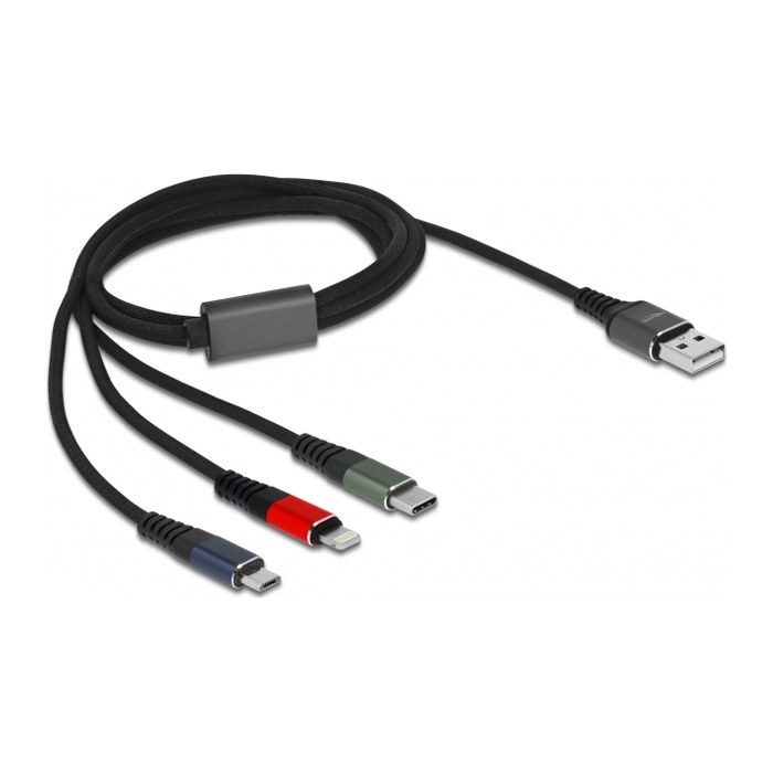 DELOCK USB Ladekabel 3in1 Lightning/Micro USB/USB Type-C 1m