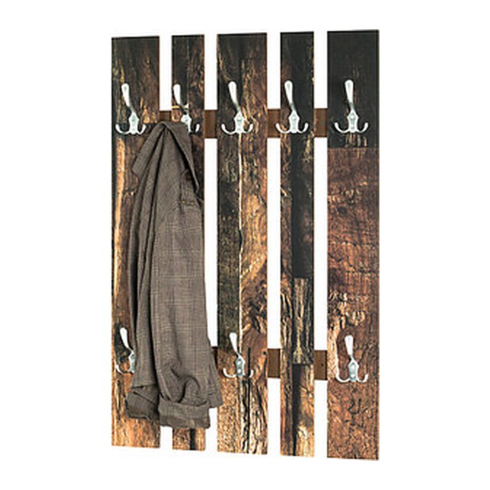 HAKU Möbel Wandgarderobe 19889 Holzmaserung Holz 8 Haken 65,0 x 100,0 cm, 1 St.