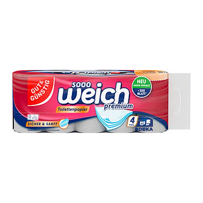 GUT&GÜNSTIG Toilettenpapier weich premium 4-lagig, 10 Rollen