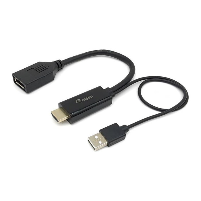Equip HDMI->DP/USB-A 4K/60Hz Bu/St 0.15m schwarz