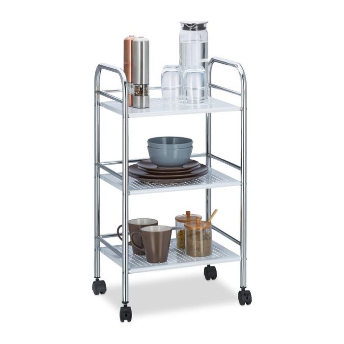 relaxdays Etagenwagen silber 40,5 x 31,0 x 75,0 cm