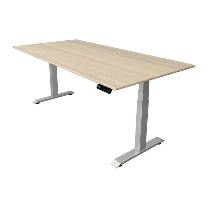 Kerkmann Move 4 elektrisch höhenverstellbarer Schreibtisch ahorn rechteckig, T-Fuß-Gestell silber 200,0 x 100,0 cm