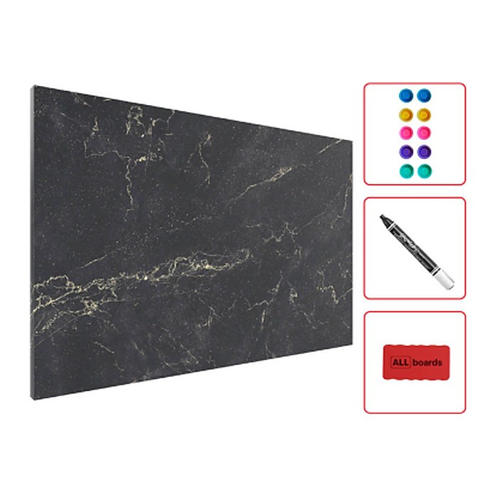 ALLboards Magnettafel 60,0 x 40,0 cm Marmor schwarz