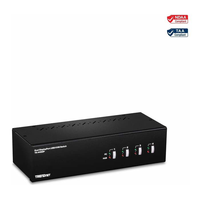TRENDnet KVM Switch 4-Port DisplayPort/USB/Audio DualMonitor