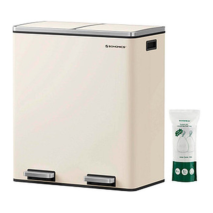 SONGMICS Mülltrenner 2x 30,0 l cremeweiß, 1 St.