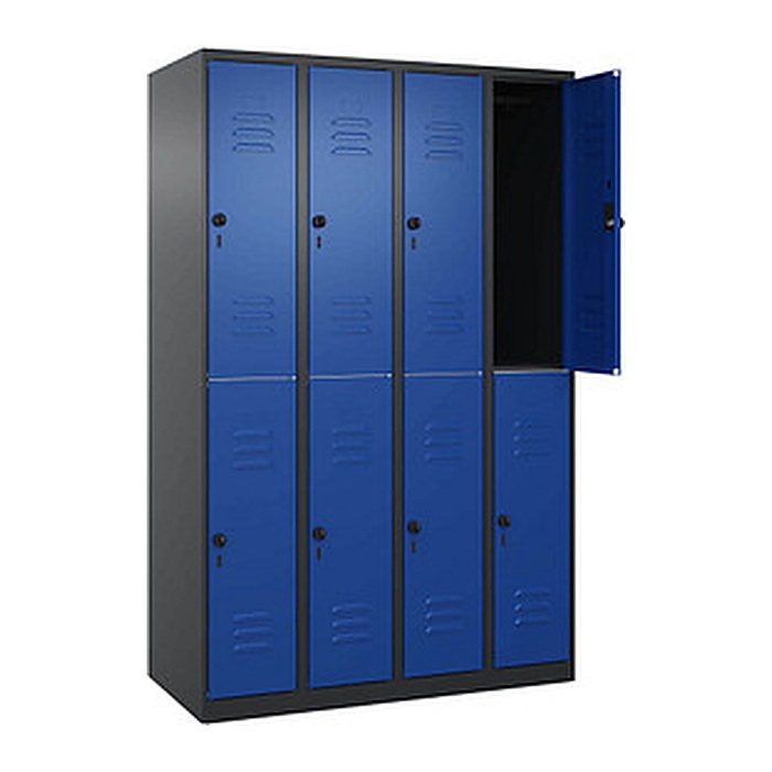 CP Spind Classic Plus enzianblau, schwarzgrau 080300-40 S10068, 8 Schließfächer 120,0 x 50,0 x 185,0 cm