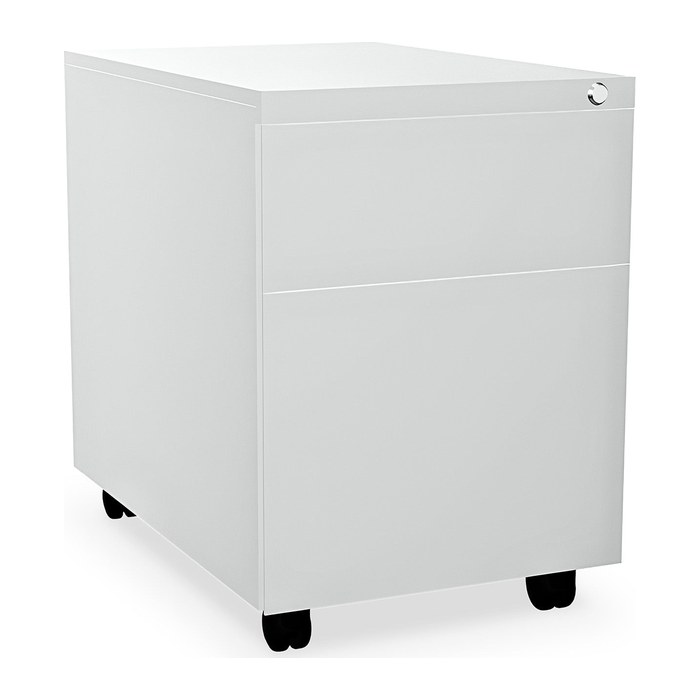 Design-Rollcontainer aus Stahl mit Schubladen – Lichtgrau (2 Fächer, 2 Schübe)