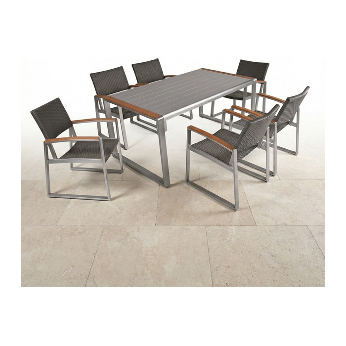 Garden Pleasure Sitzgruppe AVA, silber Kunststoff, Metall, 7-teilig