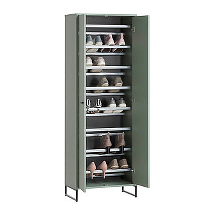 MÖBELPARTNER Schuhschrank Janne, 701781 pastellgrün keine Fachböden 60,2 x 33,1 x 169,7 cm