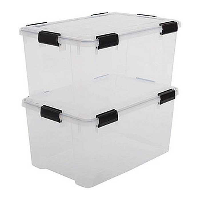 IRIS Ohyama Water Proof Aufbewahrungsboxen 2x 50,0 l transparent, schwarz 39,0 x 59,0 x 29,0 cm, 2 St.