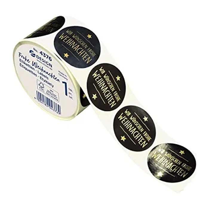 AVERY Zweckform Aufkleber Frohe Weihnachten, schwarz, 600 Etiketten