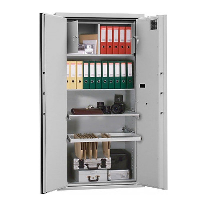 ISS Sicherheitsschrank Karlsruhe IX Sicherheitsstufe 1 nach EN 1143-1 mit Feuerschutz lichtgrau 130,5 x 52,7 x 187,5 cm