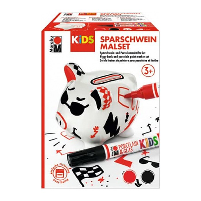 Marabu Sparschwein Malset Porzellanstifte farbsortiert 1,0 - 3,0 mm, 1 Set