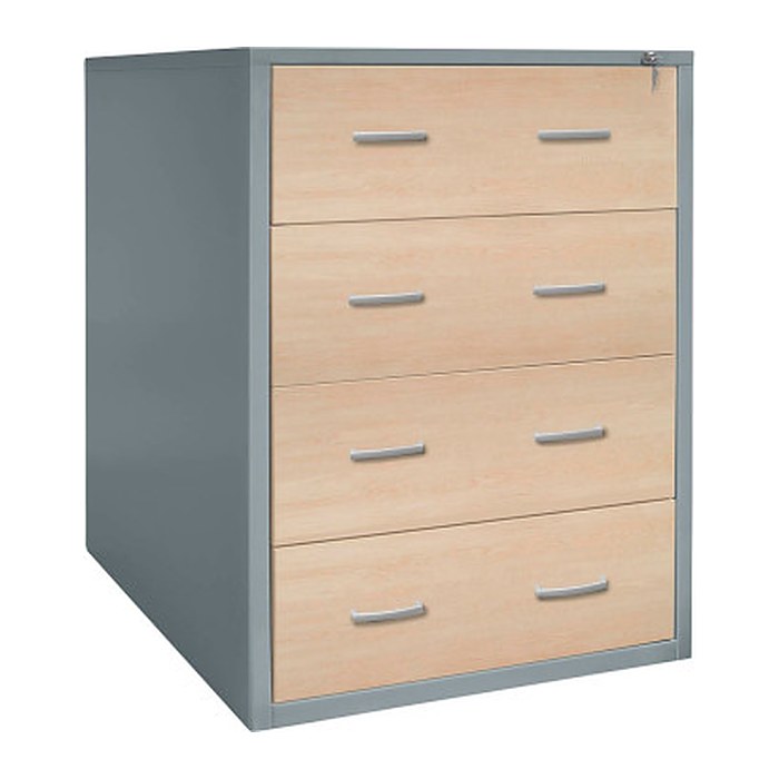 Gürkan Hängeregistraturschrank silber, ahorn 4 Schubladen 76,0 x 62,0 x 132,0 cm, 1 St.